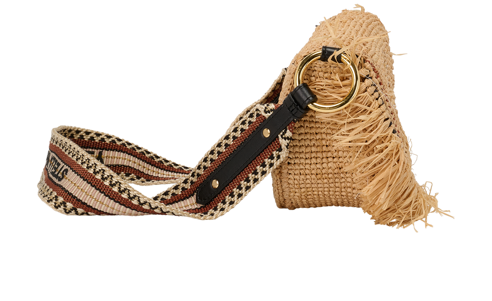 Crochet Logo Shoulder Bag, &pound;250, Handbags, Beige, Raffia, Side view